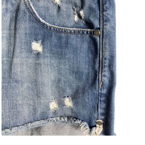 One Teaspoon Outlaw Distressed Raw Hem Denim Shorts Size 30 - Picture 4 of 7